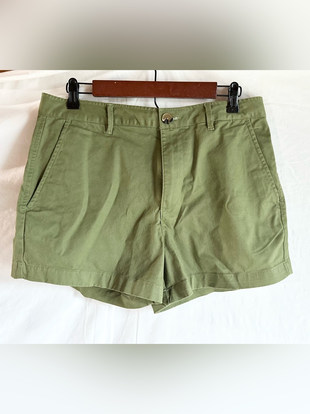 Women's Olive Green Flat Front Shorts
